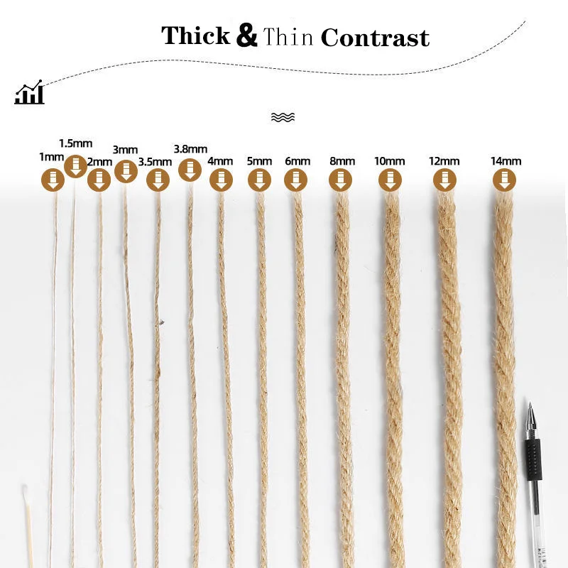 천연 황마 리본 공예, DIY 빈티지 황마 로프 바느질, 수제 황마 코드 스레드, 꼬기 파티, 웨딩 홈 장식, 1-10mm