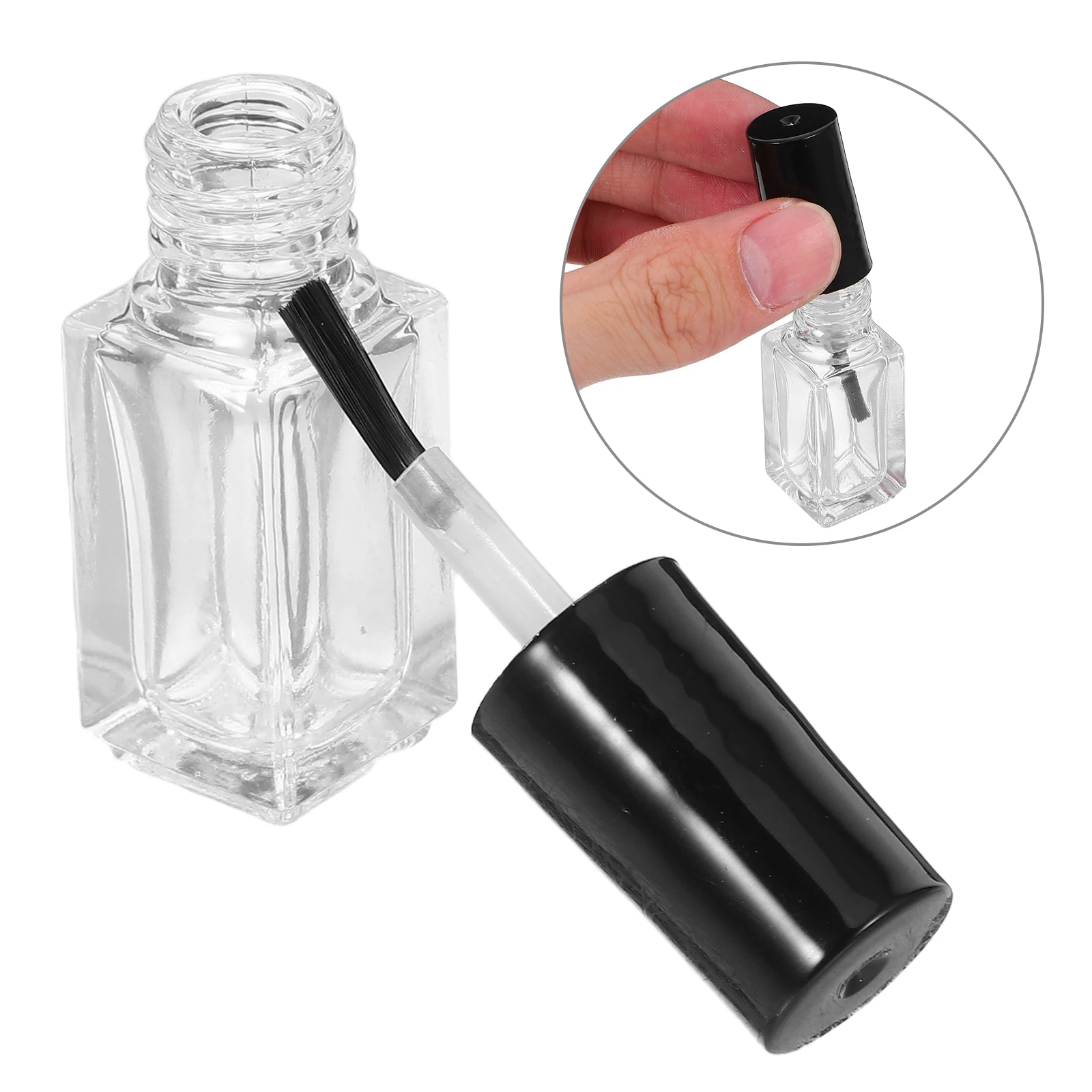 

20Pcs Nail Polish Bottles Transparent Empty Glass Small Portable Refillable Bottle with Brush for Nail Gel Art Supplies Storage