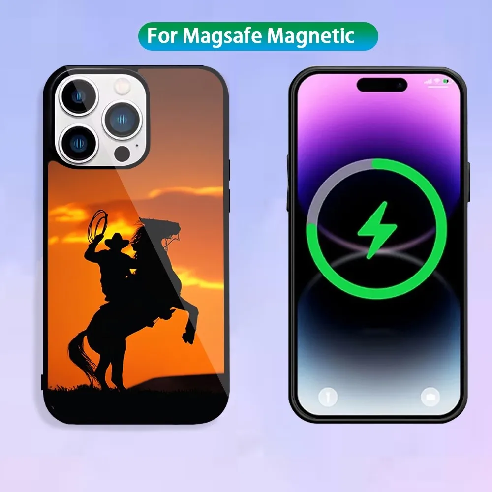 Cowboy Rodeo Phone Case For Magnetic Inductive Charging iPhone 15 14 13 11 12 Max Plus Pro Mini Shell