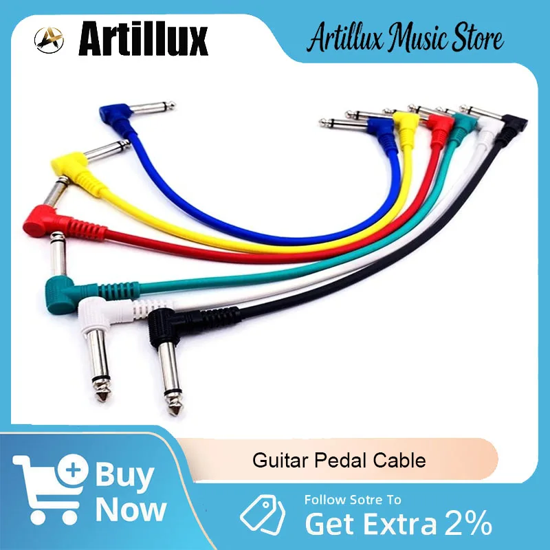

Artillux 6Pcs Guitar Pedal Cable Brand New Color Electric Guitar Patches Cable Easy to Use for Electric Guitar Bass Accessories