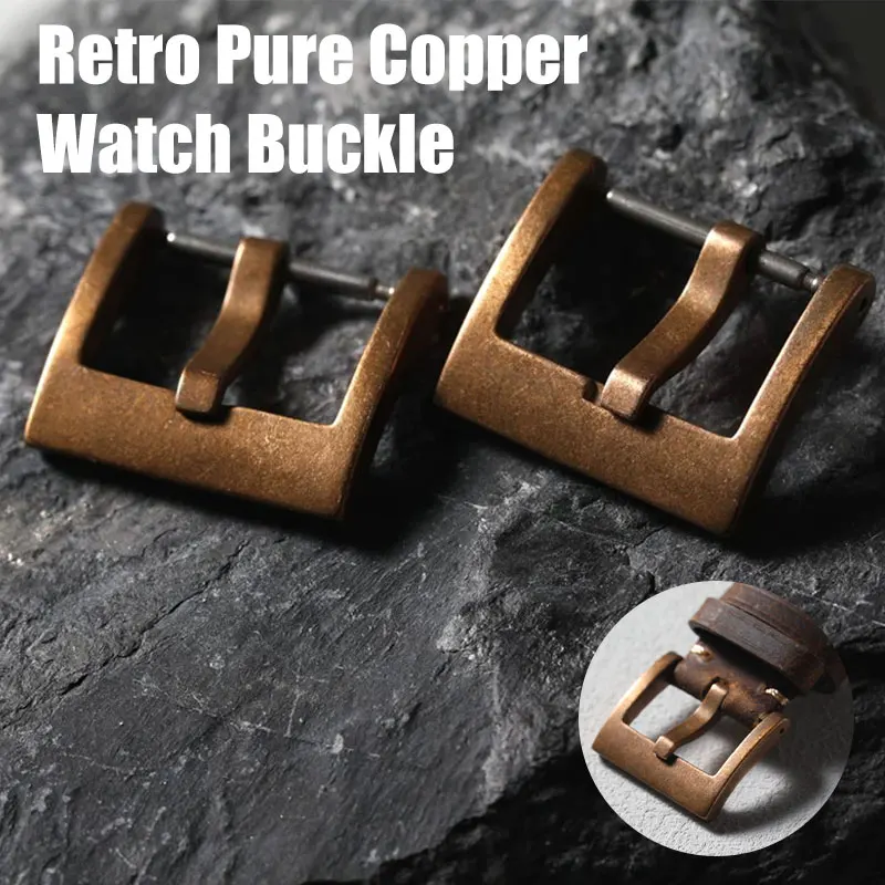 QTB 18MM 20MM Bronze Oxidation Buckle Retro Pure Copper Watch Accessories High End Oxidized Bronze Clasp for Watchmaking