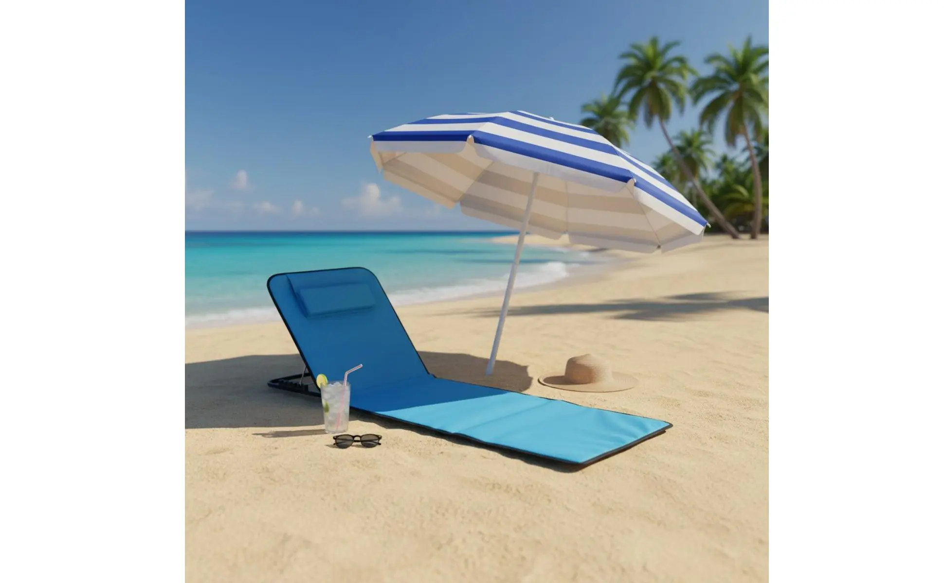 Portable Beach Lounger Foldable Folding Beach Lounger Adjustable Ground Chair Built-in Pillow Camping Floor Seat Storage Pocket