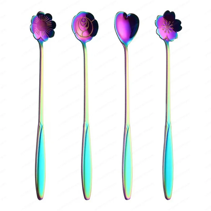 1 قطعة ملعقة زهرة سيمفوني من الفولاذ المقاوم للصدأ عبر الحدود عالية القيمة مقبض طويل القهوة الإنترنت المشاهير ملعقة الحلوى المنزلية #1