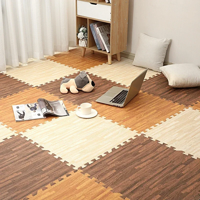 

24Pc Wood Pattern Baby EVA Foam Play Gym Puzzle Mat Interlocking Exercise Tiles Crawling Carpet Kid Game Activity Soft Floor Rug