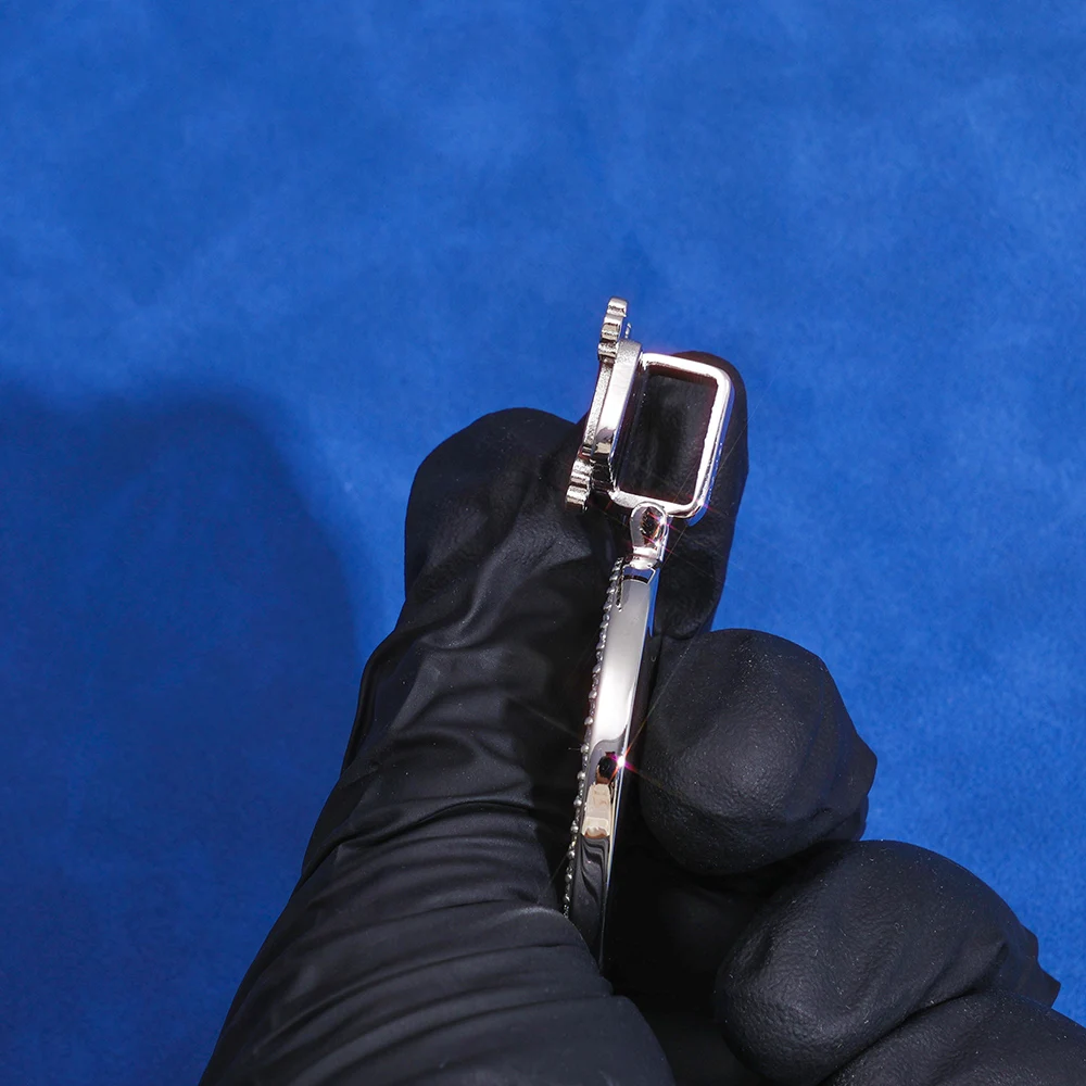 

925 VVS 35mm Men Women Memory Moissanite Photo Pendant Hip Hop Jewelry Sterling Silver VVS Personalization Name Hook and Picture