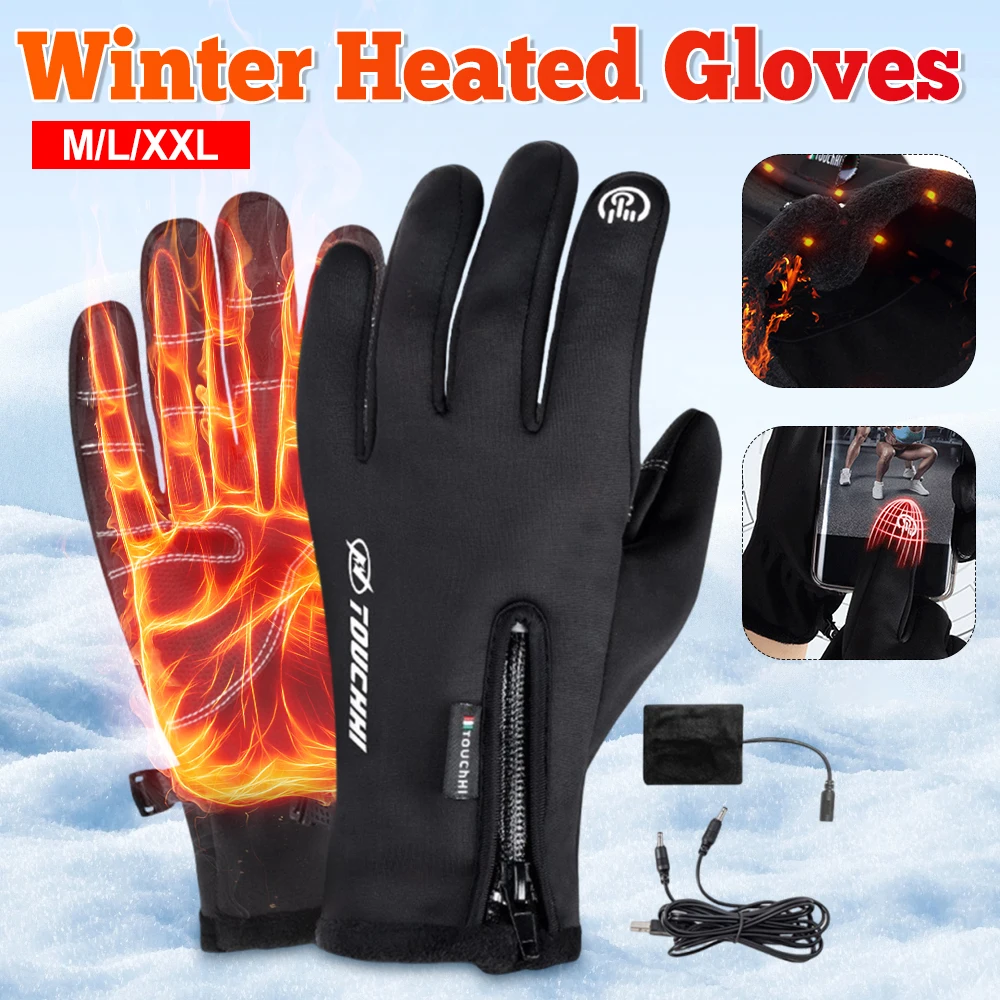 

Heated Gloves Eletric Thermal Heat Gloves Winter Warm Skiing Snowboarding Hunting Fishing Waterproof Heated Rechargeable Gloves