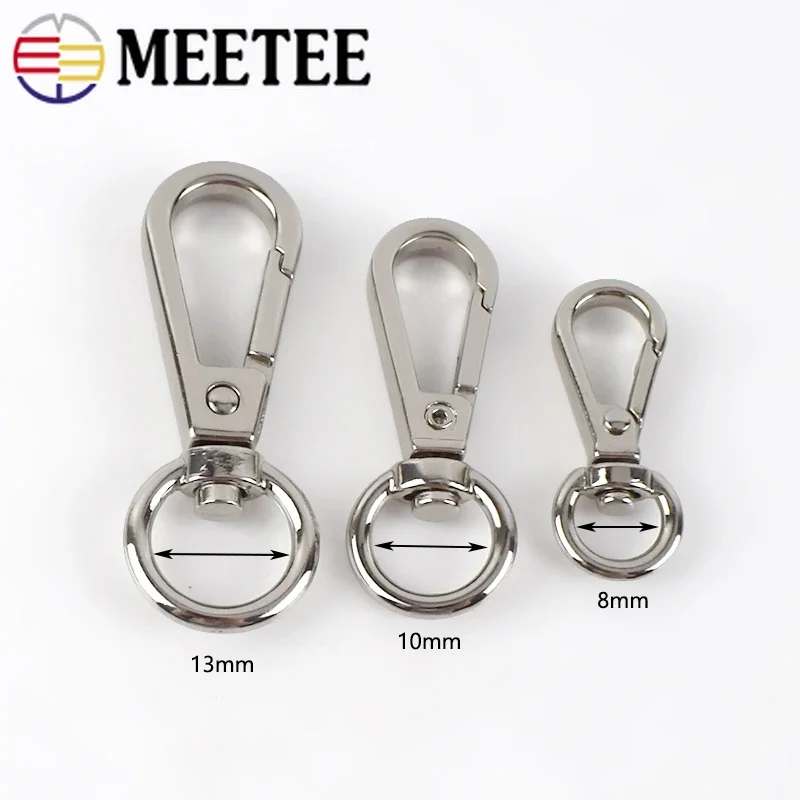 Meetee 10/20Pcs ID8-13mm fibbie per borse in metallo aragosta girevole grilletto clip moschettone borsa appendiabiti portachiavi accessori per