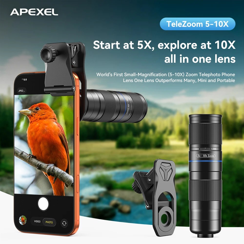 

APEXEL New Arrival HD 5x-10x Zoom Telephoto Lens Observation Telescope Phone Lenses for iPhone Samsung Xiaomi all Smartphones