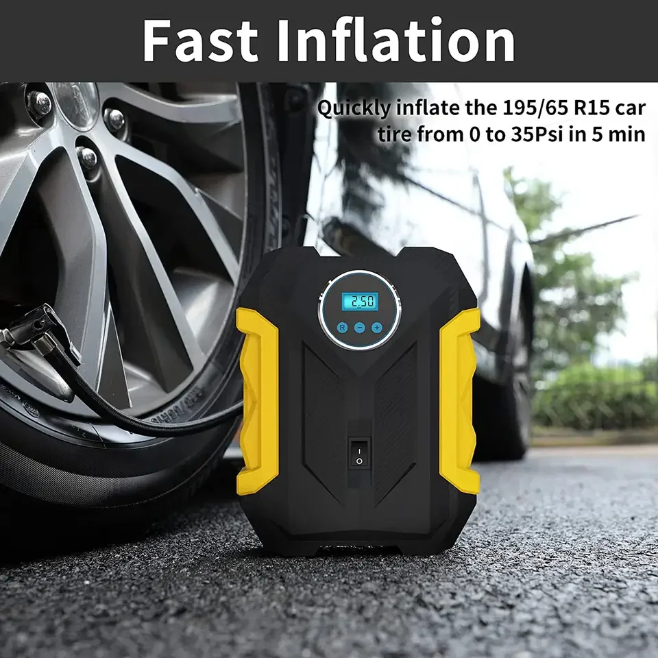 universal Car Portable High Pressure Digital 12v Car Tire Inflator hand Air Pump Compressor 120w 150psi Car TIre Air Pump