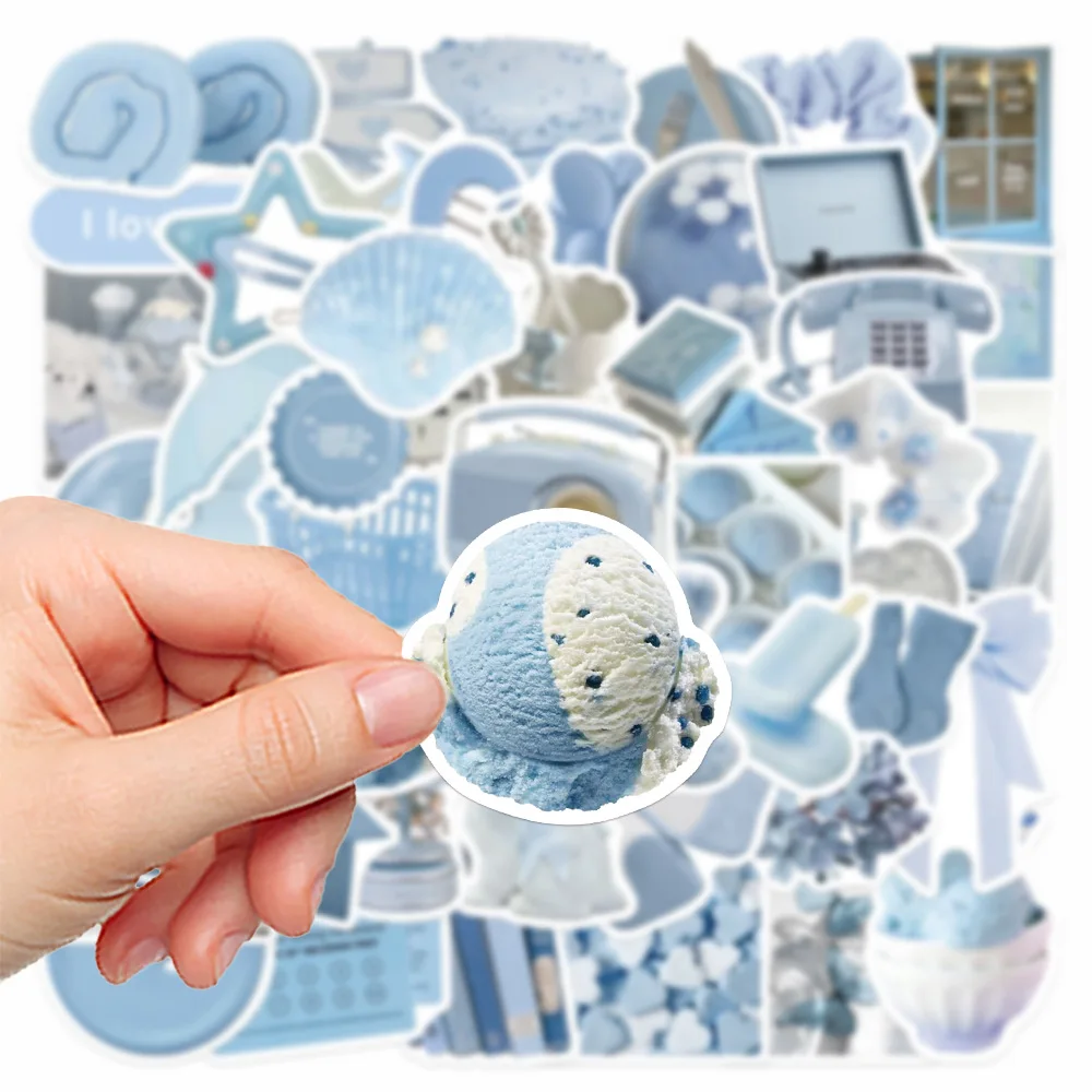 10/30/50pcs Cartoon Blue Ins Style Stickers Decals For Phone Laptop Scrapbook Skateboard Guitar DIY Graffiti Aesthetic Stickers