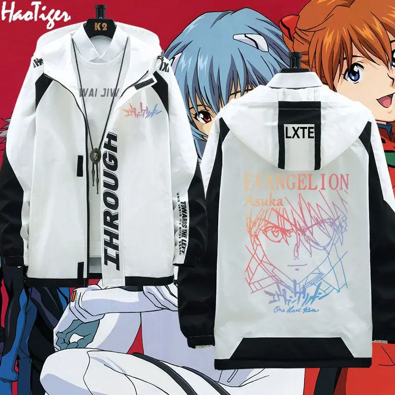 Asuka Ayanami Rei Ikari Shinji Coat Anime Peripheral Cute Cartoon Large Size Loose Jacket Casual Versatile Autumn Winter New