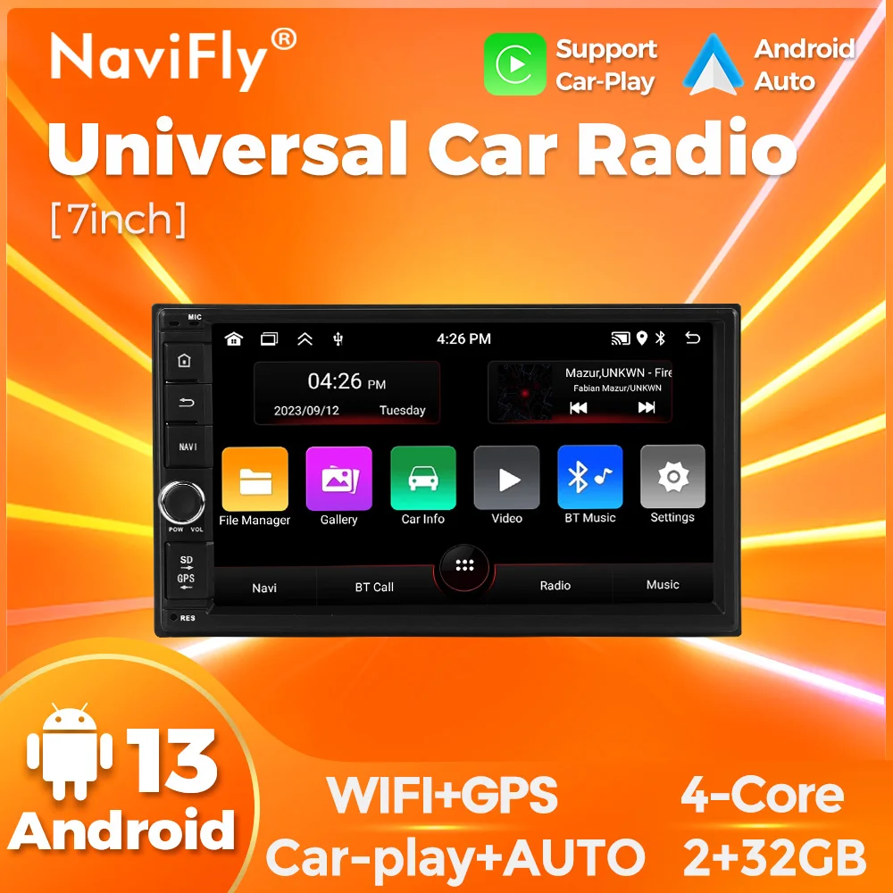 

7-inch Android 13 multimedia video player MP5 car radio for universal car Audi Honda Hyundai Toyota Kia VW Nissan Fiat Chevrolet