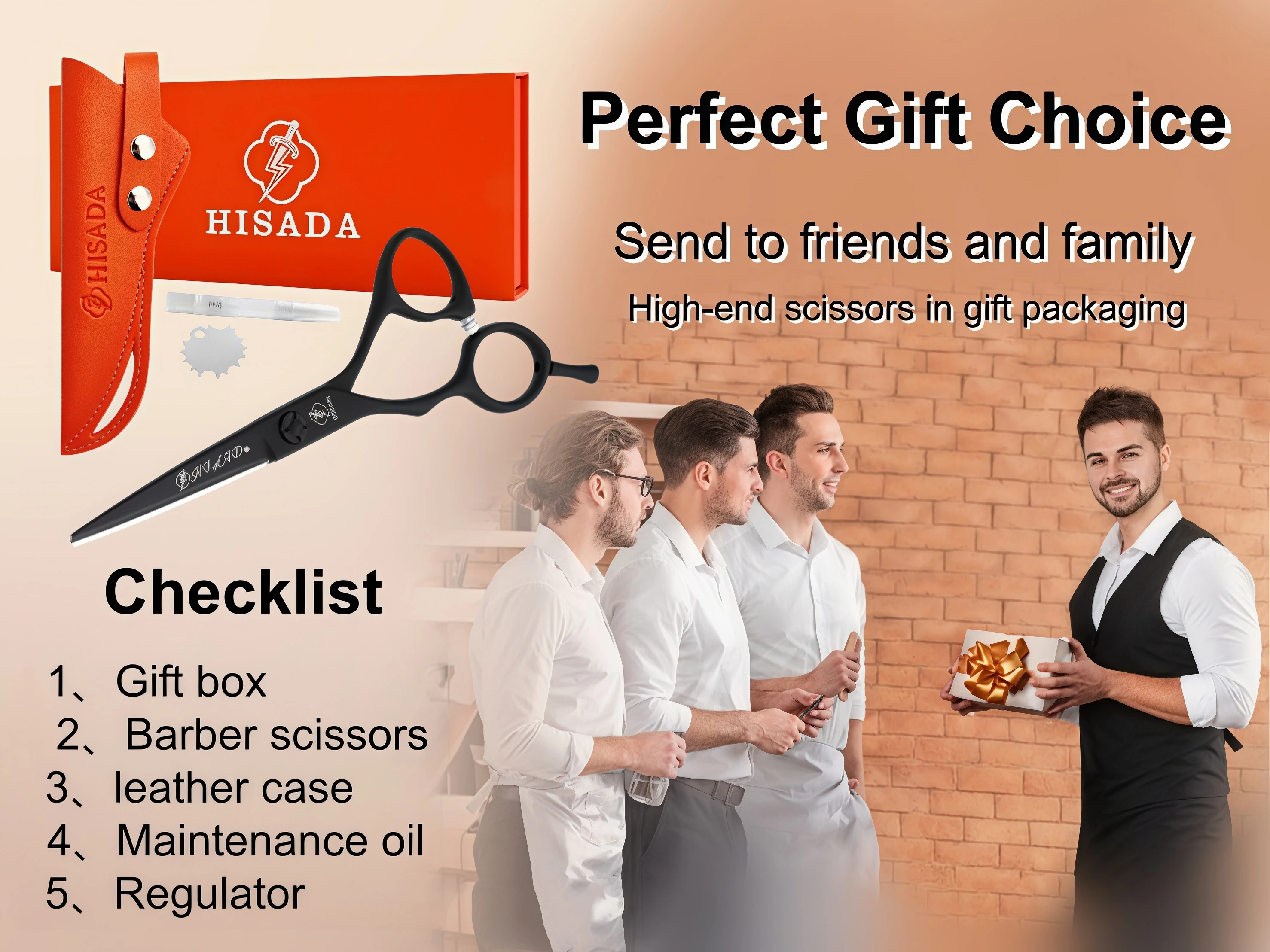 HISADA Left Hand Hair Scissors 5.5 inch Barber Shop Exclusively for Hairstylists VG10 Material Barber Tools