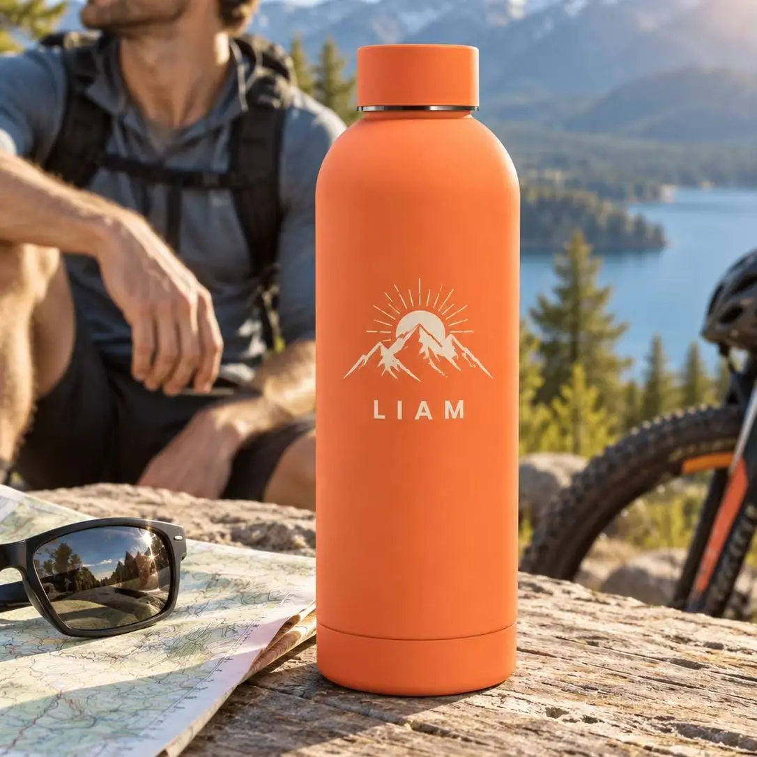 Personalized Water Bottle Custom Name Logo Stainless Steel Vacuum Flask Insulated Thermos for Travel Office Gym Gift