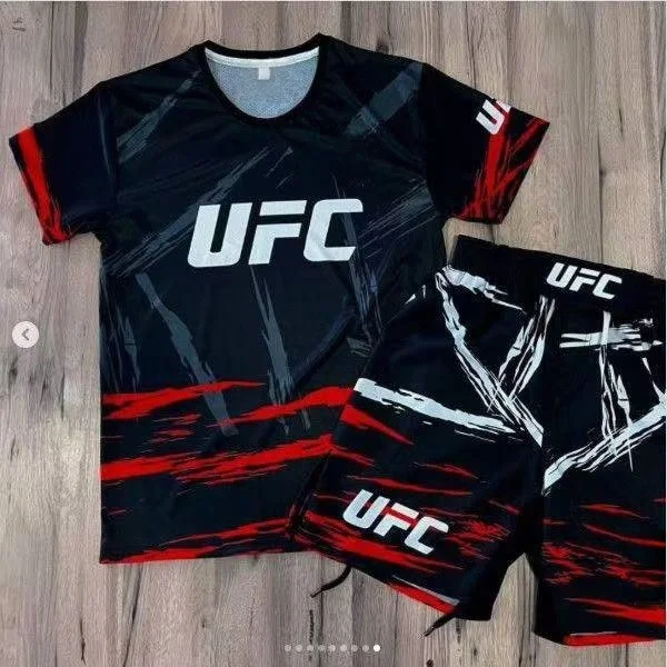 

Футболка для тренировок по смешанным единоборствам UFC, мужская спортивная толстовка для бега и фитнеса, спортивная одежда для бокса и борьбы на открытом воздухе, мужской комплект MOTO