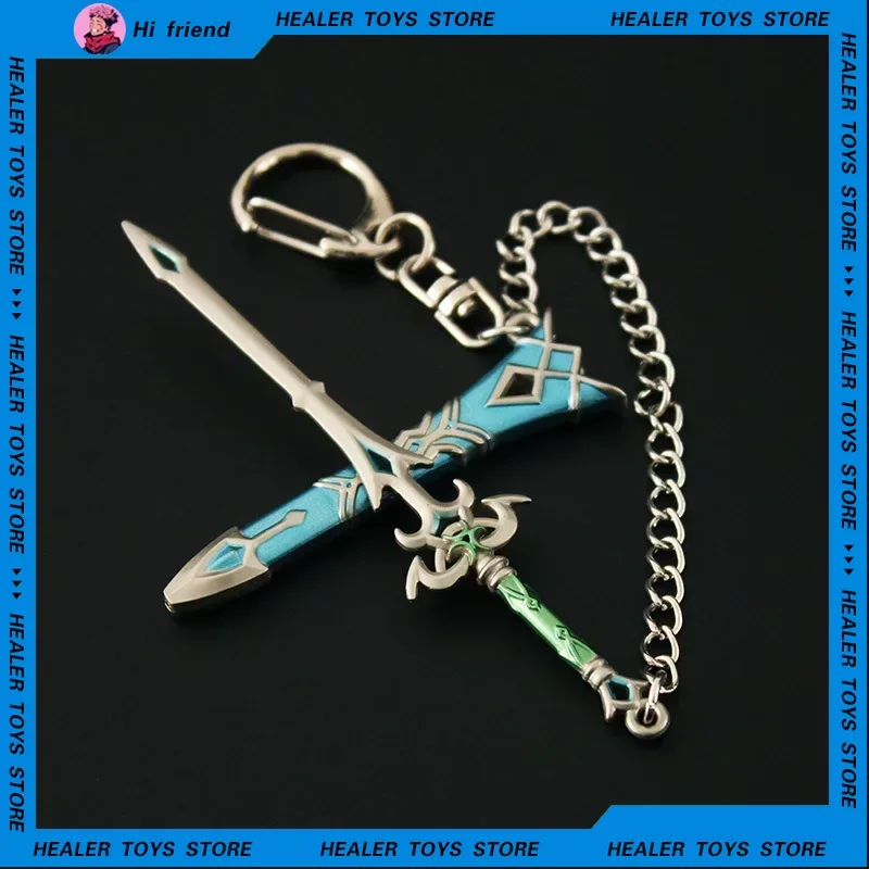 The Hyrule Fantasy Weapon Keychains Zora Sword 9cm Metal Game Periphery Weapon Pendant Ornament Accessories Keychain Toys Gifts