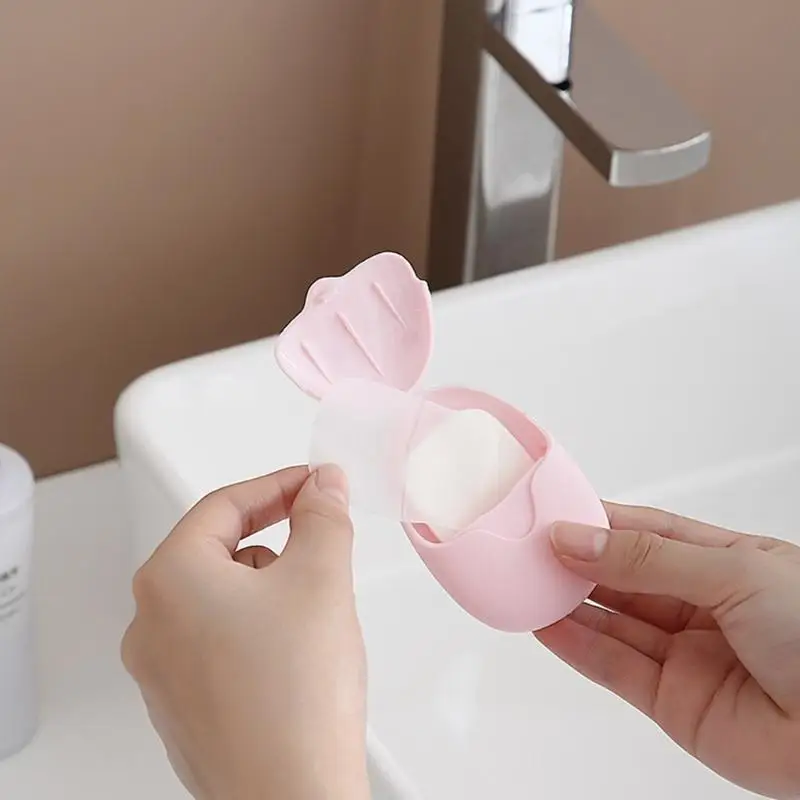 150pcs Disposables Portable Cleaning Soap Paper لطيف كرتون ورق سفر صابون لأجهزة الصابون لألواح صابون السفر في الهواء الطلق n2ud