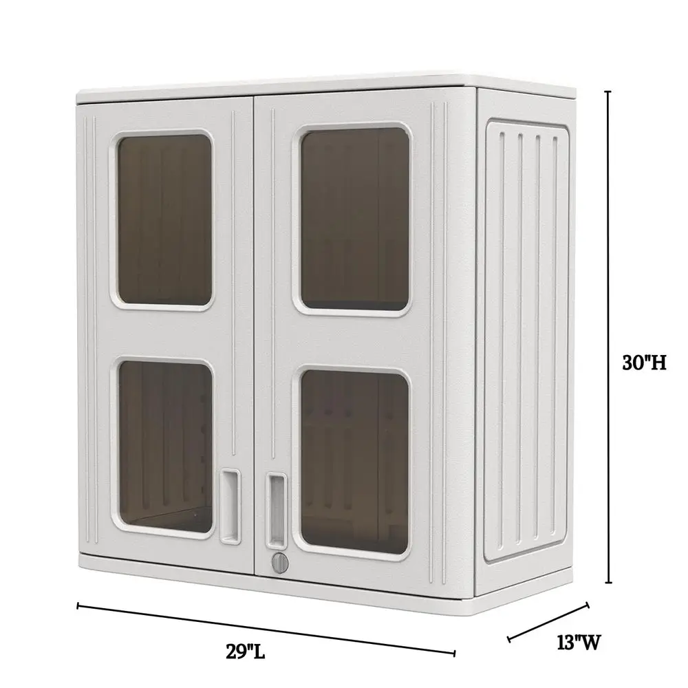 

Resin Wall Cabinet Double Door,Bathroom Storage Organizer L28W13H30in Decorative Display Case,Small Kitchen Storage Cabinet wit
