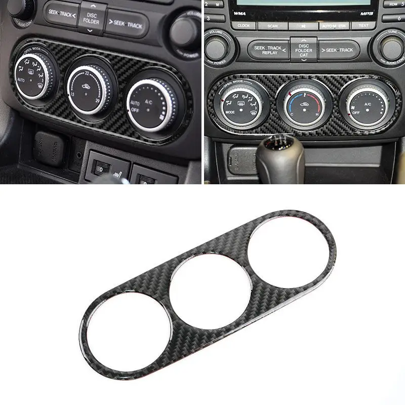 For Mazda MX5 MX-5 Miata NC23 2009-2015 Car Interior Center Console Air Conditioner Panel Trim Button Frame Carbon Fiber Cover