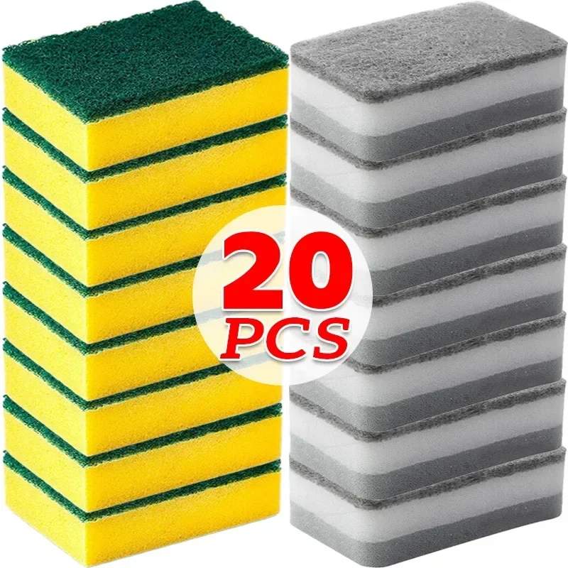 

20/1pcs Kitchen Cleaning Sponges Double-sided Kitchen Sponge Wipes Pan Pot Dishwashing Scouring Pads Brush Clean Tools