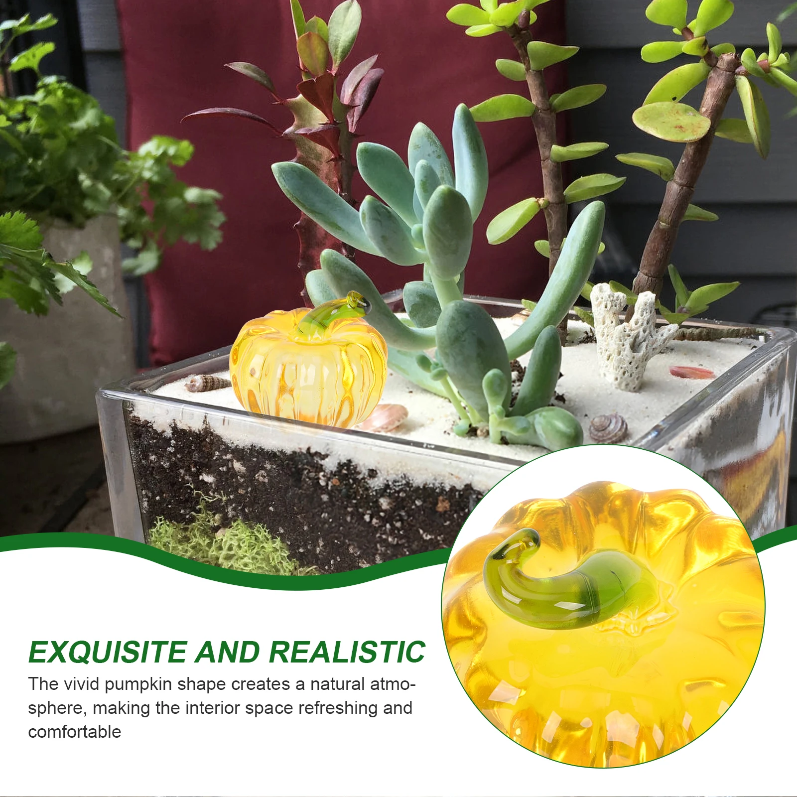 

Pumpkin Craft Crystal Pumpkin Decorative Statue High Durability Fine Workmanship Natural Atmosphere Bedroom Living Room Dining