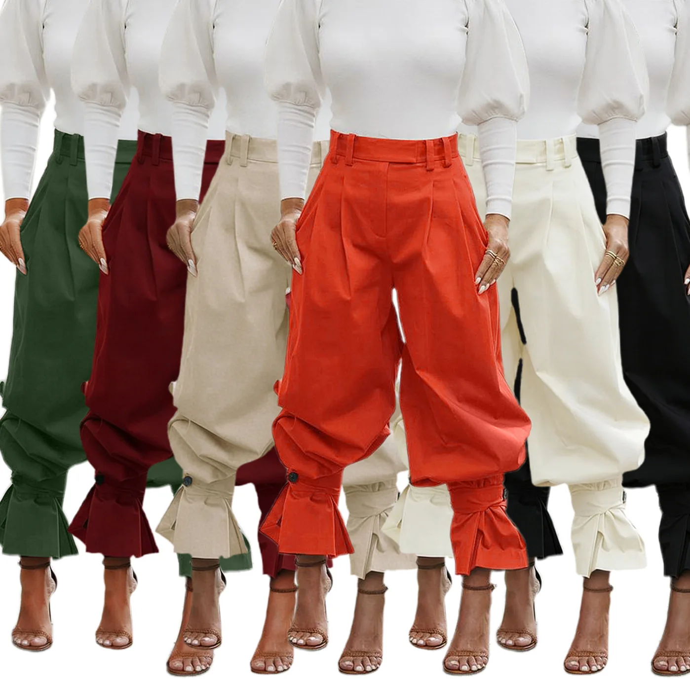 

Women Ruched Straight Wide Leg Pants Fashion 2026 Summer Street INS Casual Party OL Work Jogger Safari Trousers