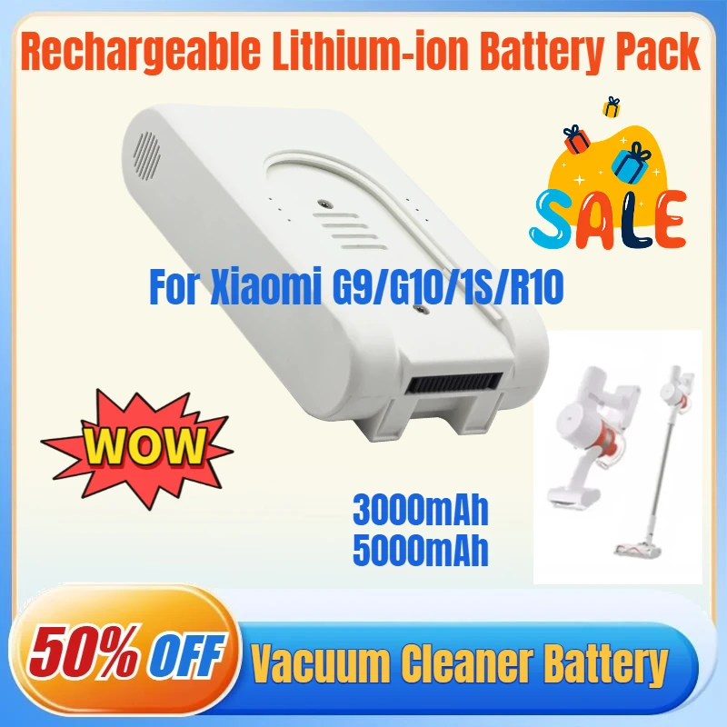 

Новый литий-ионный аккумулятор 25.2В 2500-5000мАч для пылесосов Xiaomi G9, G10, 1S, R10, запчасть P2046-7S1P-BC