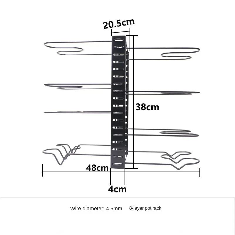 Pots and Pans Organizer Rack Multi-layer Iron Wire Bilateral Pot Cover Storage Rack Pots Lids Storage Holder Kitchen Storage