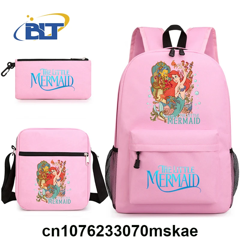 Disney The Little Mermaid Arie printed kids school bag set student backpack shoulder bag pencil case 3-piece set for girls