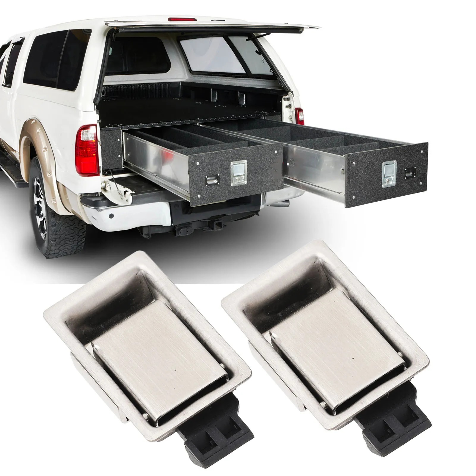 

Pair of Toolbox Handle Latch Stainless Steel Flush Mount Fit Paddle Handle Latch for RV Boat Trailer