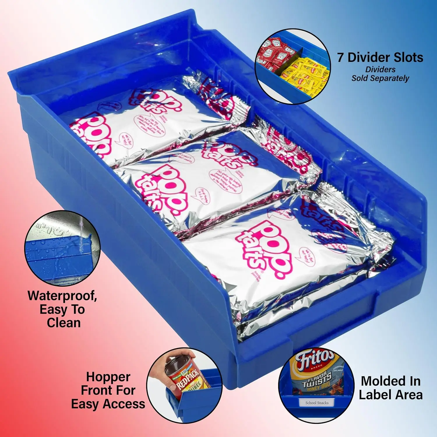 Caixas de Armazenamento de Plástico Reforçado, Pacote com 12, Azul, 12x6.5x4 Polegadas para Organização de Garagem, Armário e Gavetas