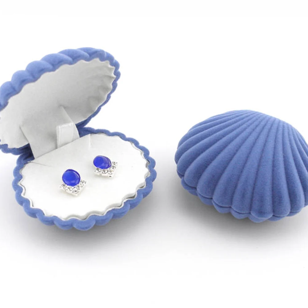 

2 Pcs Shell Jewelry Box Shaped Gift Holder Rack Earring Case Valentine's Day Romantic
