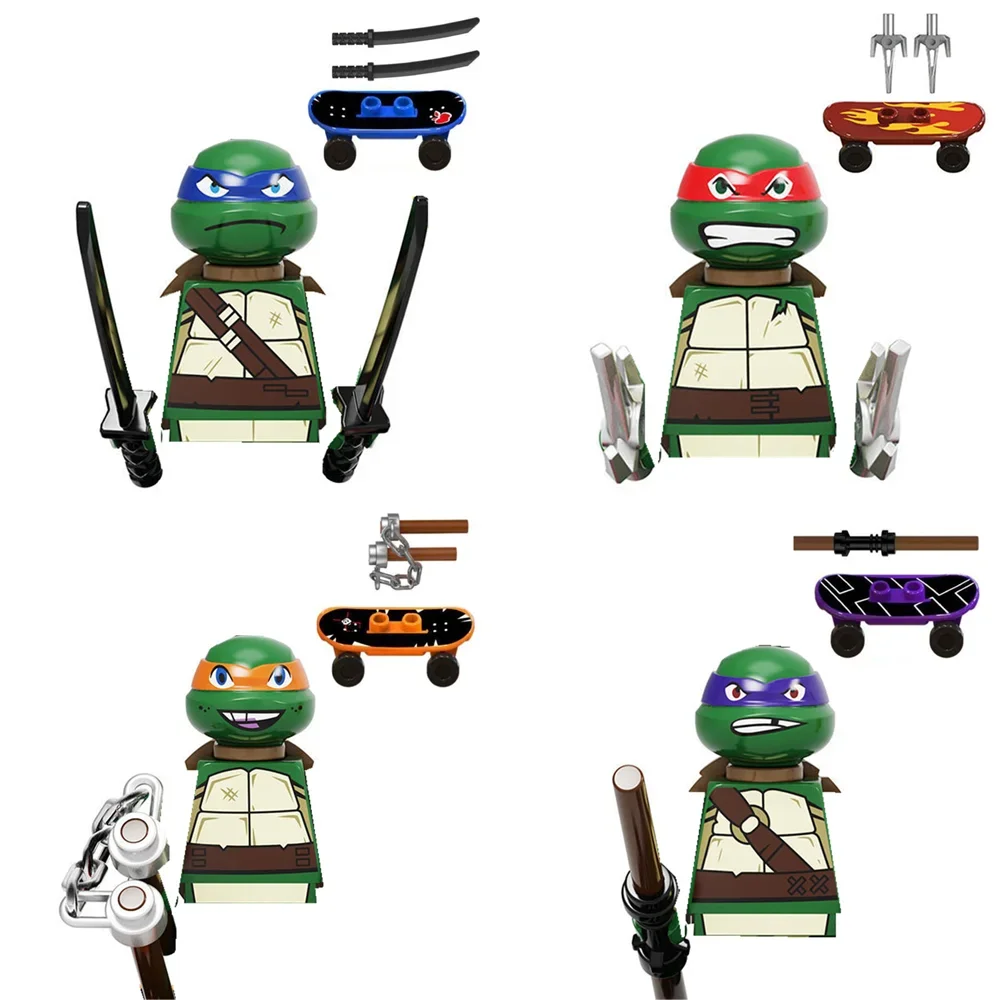 KDL831 817 Kf6125 Kf6129 Movie Mini Action Figure Bricks Leo Raph Don Weapons Assemble Building Blocks MOC DIY Toys for Children