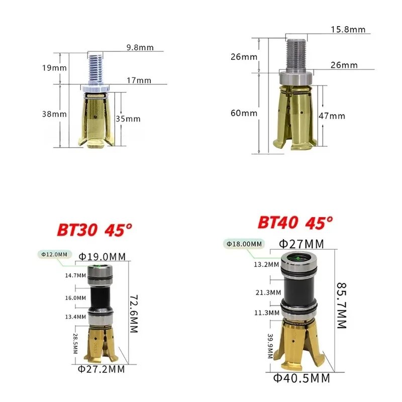 

BT30 BT40 45 градусов захват внешний внутренний резьбовой Шпиндельный зажим 4 лепестка Тяговый инструмент фрезерный станок с ЧПУ центр