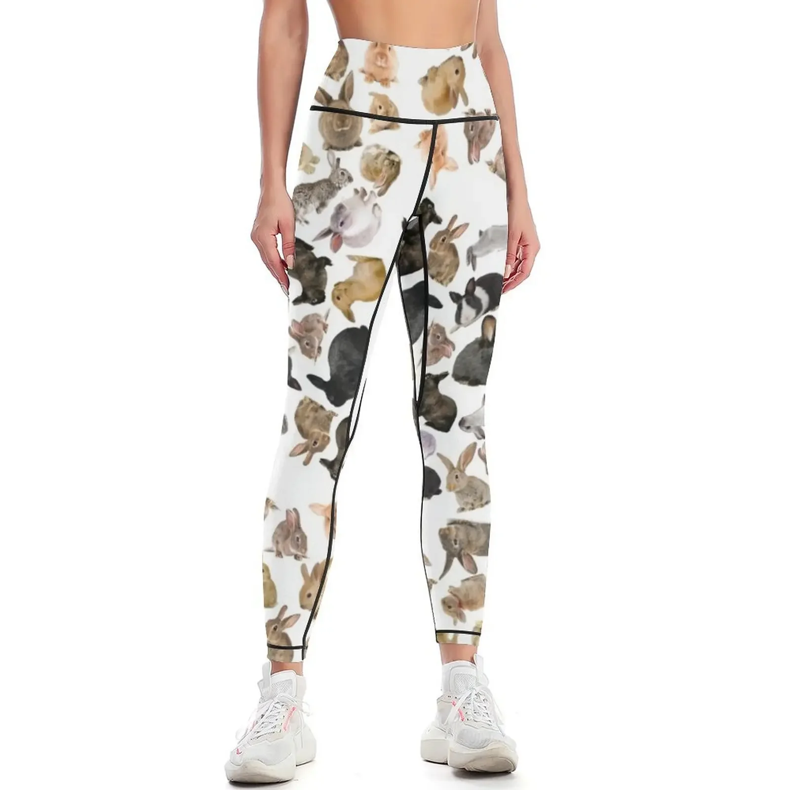 

Bunny Rabbit Collage Leggings gym pants flared Female legging pants gym wear Womens Leggings