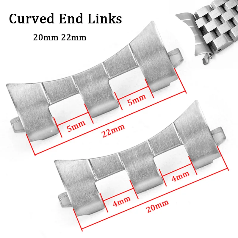 20mm 22mm Stainless Steel Curved End Adapters for Seiko SKX009 SKX007 SKX173/175 Metal Link Watchband Connector Accessories