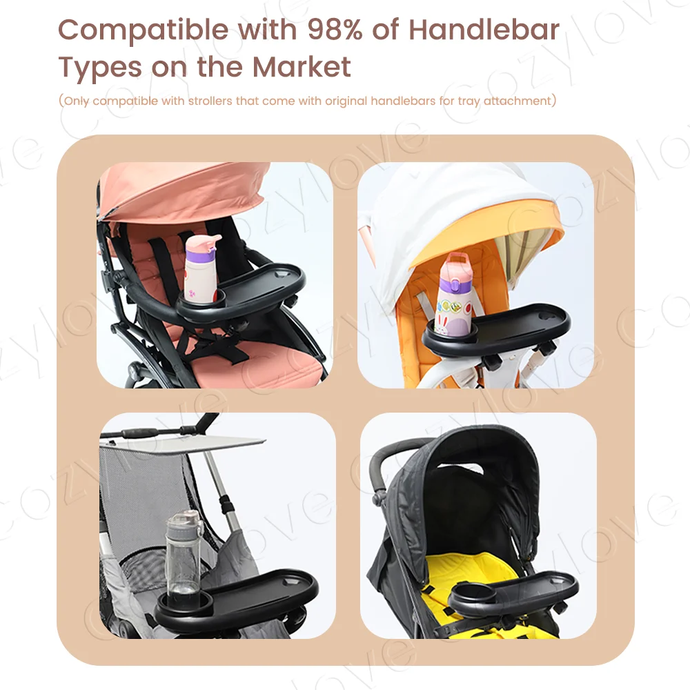 Detachable Stroller Snack Tray with Cup Slot | Universal Fit for Most Strollers, BPA-Free for Toddler Self-Feeding - view 4