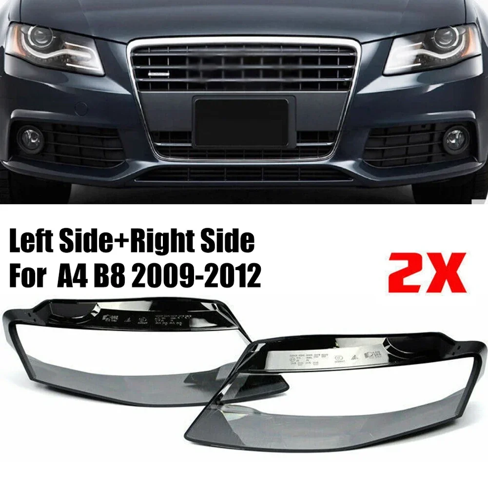 

1Pair Car Headlight Headlamp Lens Shell Covers For A4 B8 2009-2012 Left & Right Direct Replacements Accessories