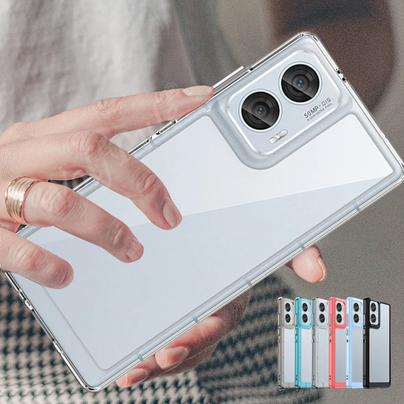 Para Moto Edge 50 Fusion funda Moto Edge 50 Fusion Capas a prueba de golpes parte trasera transparente Color claro Fundas Moto Edge 50 Fusion