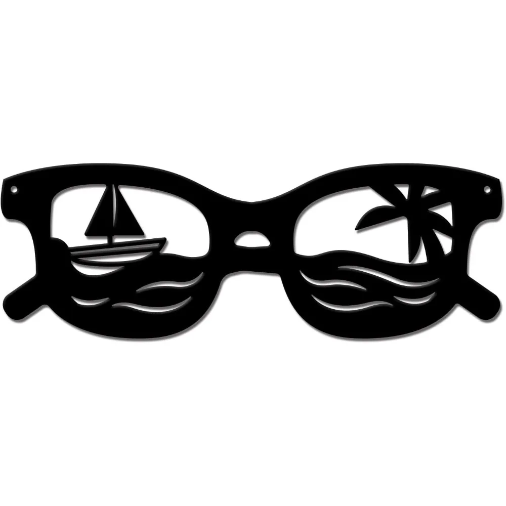 

Sunglasses Metal Wall Art Sailboat Waves Wall Decor Palm Tree Hanging Plaques Ornaments Iron Wall Art Sculpture Sign