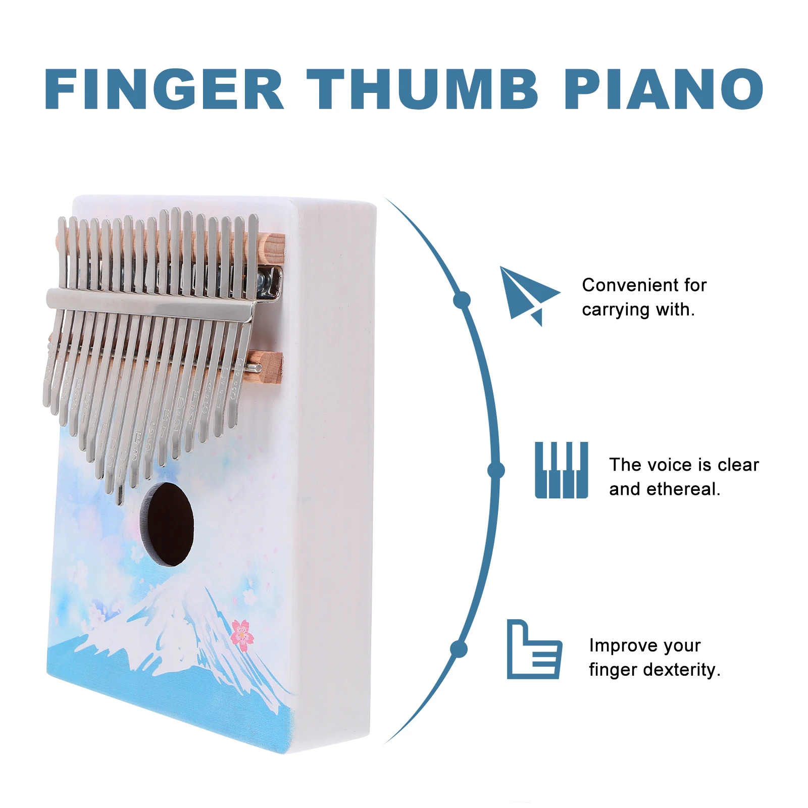 

Thumb Portable Kalimba Delicate Finger Piano for Beginner 17 Keys Hand Sky-blue Organ Kids Baby