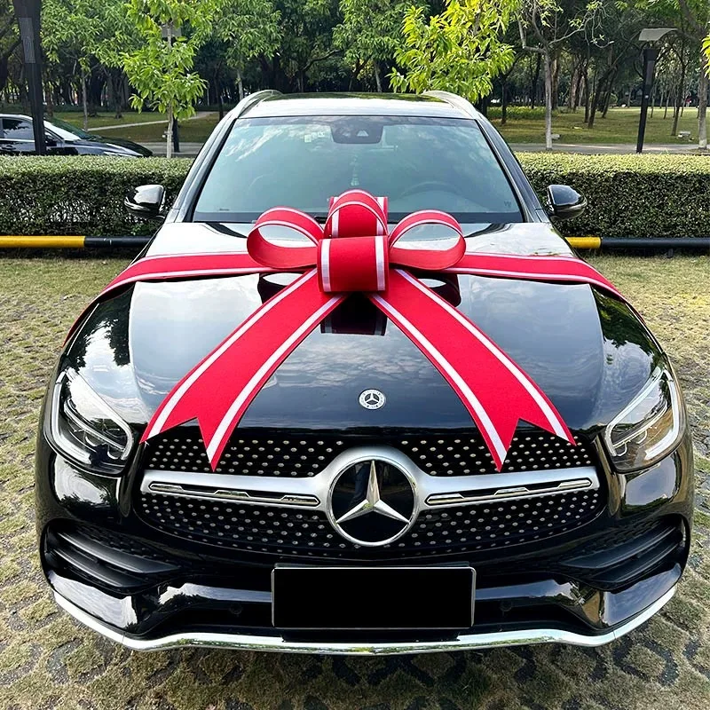 

Giant Car Bow for Delivery Ceremony Handover 4S Shop Decor with Non Scratch Suction Cup Fixing Weather Resistant Car Decoration