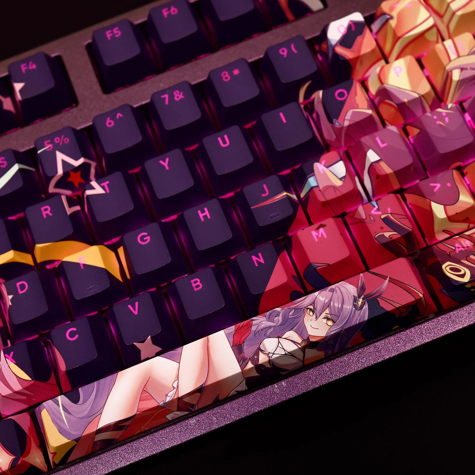 108 Keys/set Honkai Impact 3 Sirin Keycap PBT Dye Subbed Backlit Keycaps Anime Gaming Key Caps For ANSI 61 87 104 108 Keyboard