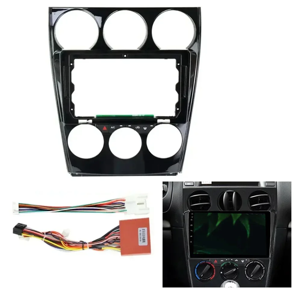 9 inch Car Fascia Panel Harness for MAZDA 6, Atenza 2002-2016 (With AC mother board) Facia Dash Kit Adapter Bezel Console Plate