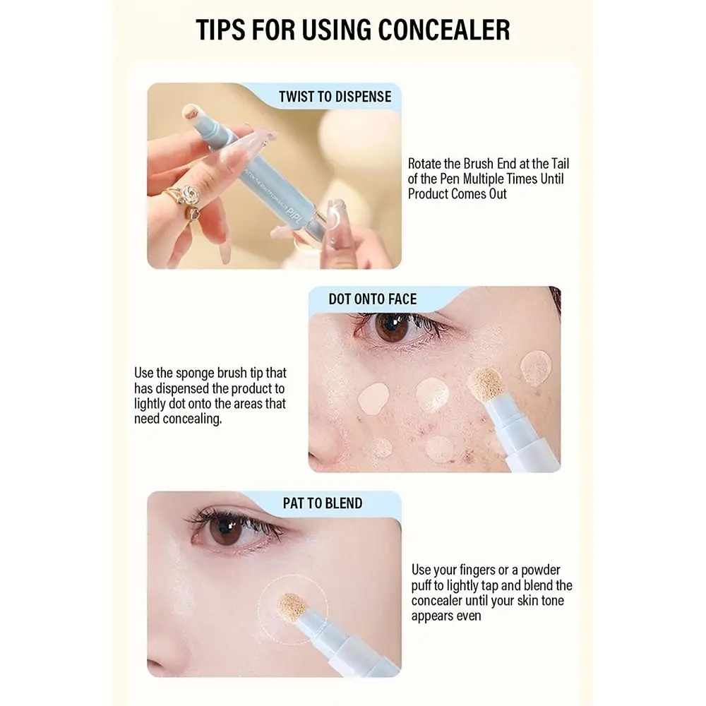 Face Concealer Cream Lightweight Covering Makeup Liquid Pen Brightens Moisturizes Hides Scars