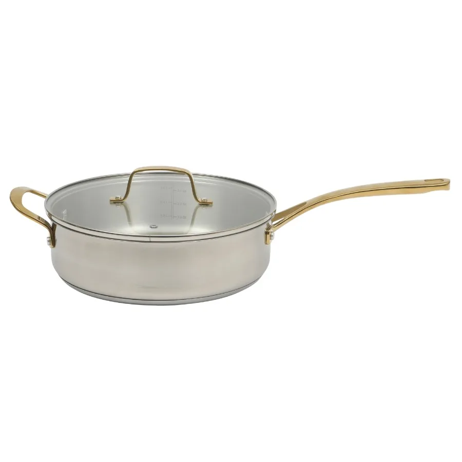 

Stainless Steel Frying Pan with Tempered Glass Lid Kitchen Cookware Saute Pan