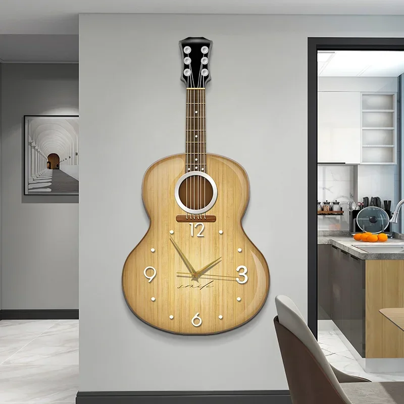 TAO Guitar wall mounted music room piano room creative clock mute restaurant art wall clock