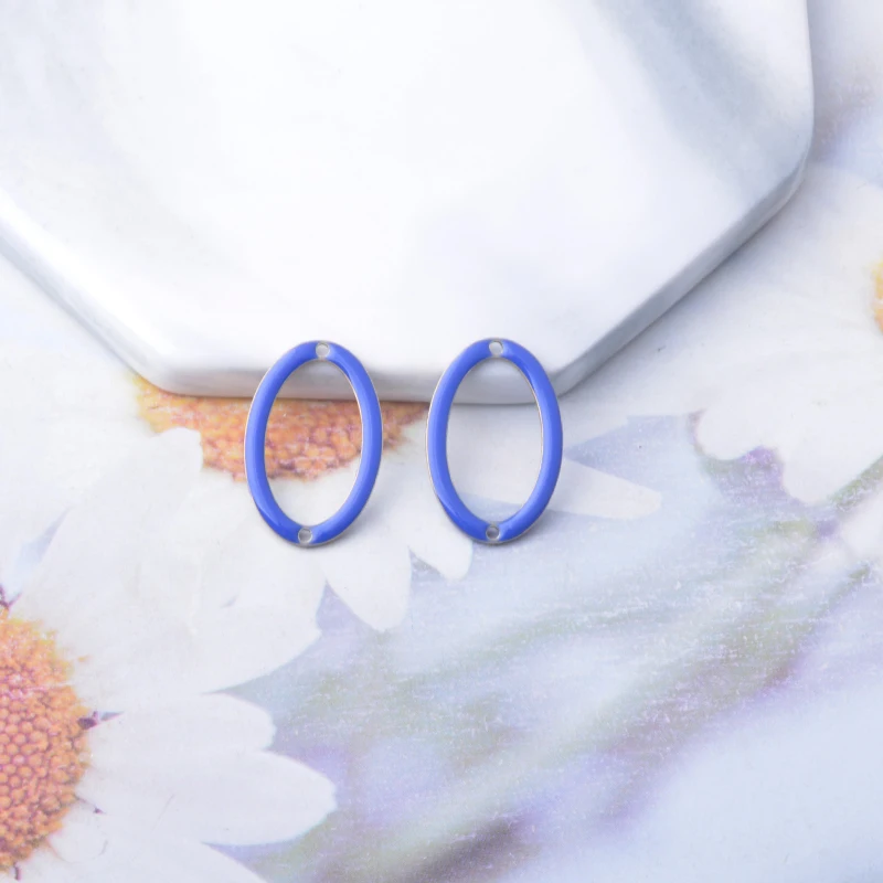 20 Stück ovalförmige Verbindungs-Emaille-Anhänger aus Kupfer mit Öltropfen-Effekt, Zweiloch-Ohranhänger, DIY-Schmuck, Ohrringe, Halsketten-Zubehör – Detail 6