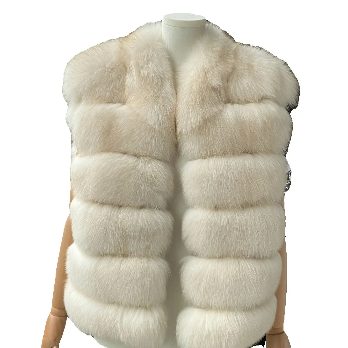 

Новый женский жилет в корейском стиле 2025 года с жилетом из лисьего меха с воротником-стойкой и многослойным покрытием.