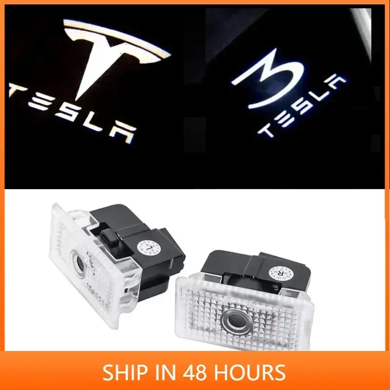 

2pcs for Tesla Model Y 3 S X Led The latest upgrade Non-fade Car Door Welcome Light logo Projector Laser lamp Ghost Shadow light